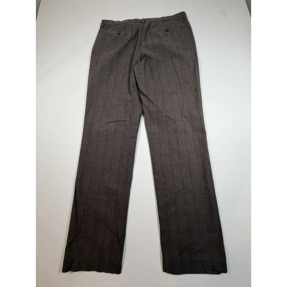 Banana Republic Mens 36x34 Aiden Slim Fit Brown Grid Plaid Cotton Chino Trousers